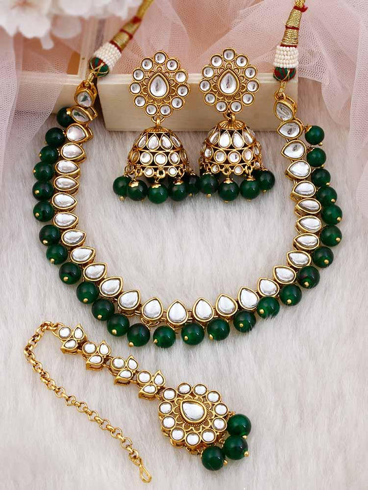 Emerald Aaradhya Kundan Jewellery set