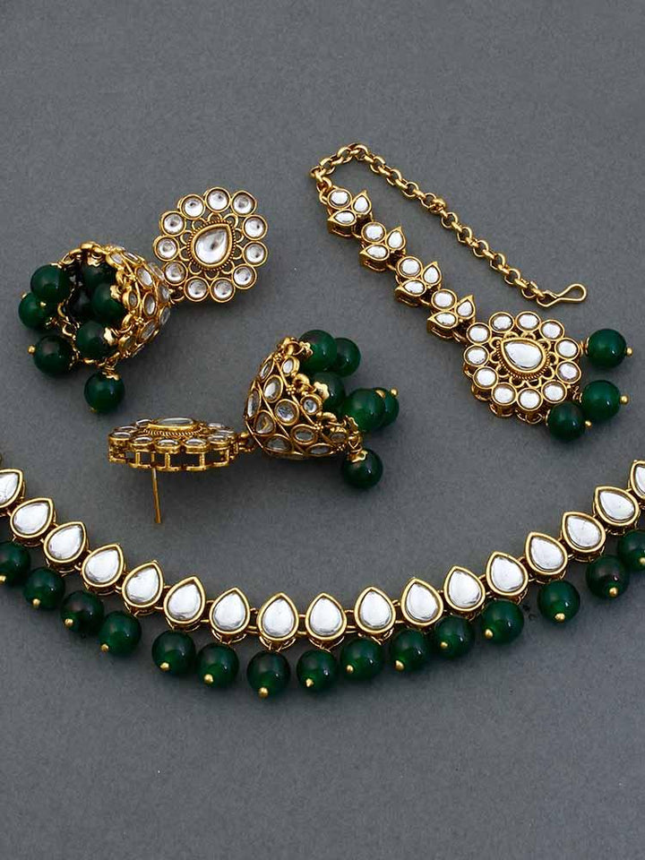 Emerald Aaradhya Kundan Jewellery set