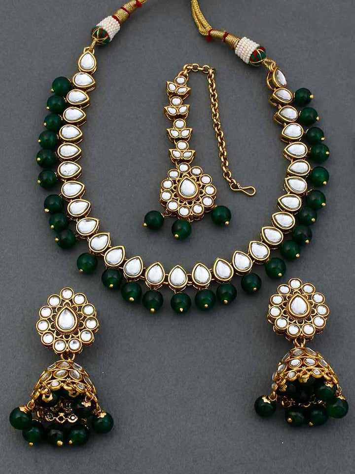 Emerald Aaradhya Kundan Jewellery set