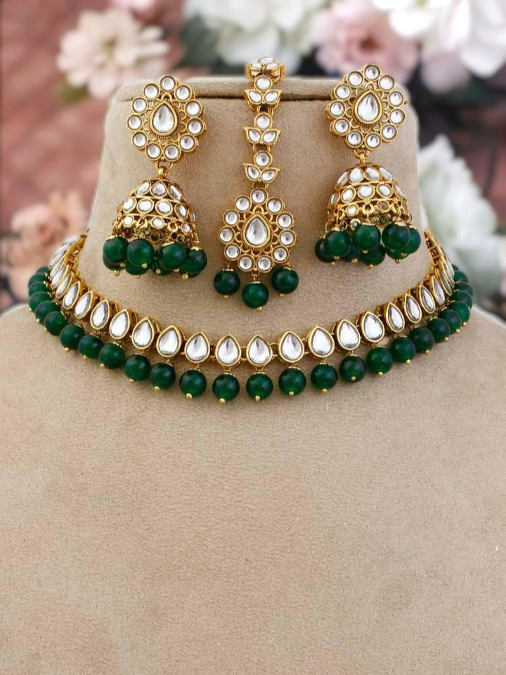 Emerald Aaradhya Kundan Jewellery set