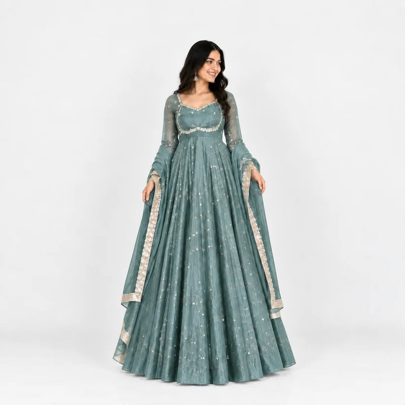 Women’s Embroidered Anarkali Suit Set