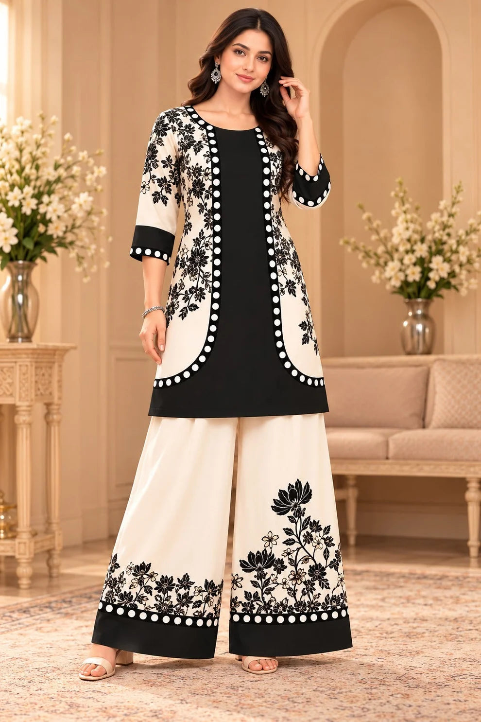 Straight Kurta and Wide-Leg Palazzo