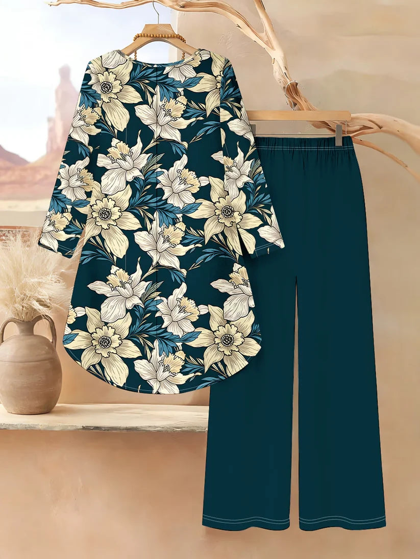 Floral Elegance Long Sleeve Co-Ord Set