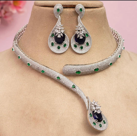 Ad Dimond Green Nackleace Set