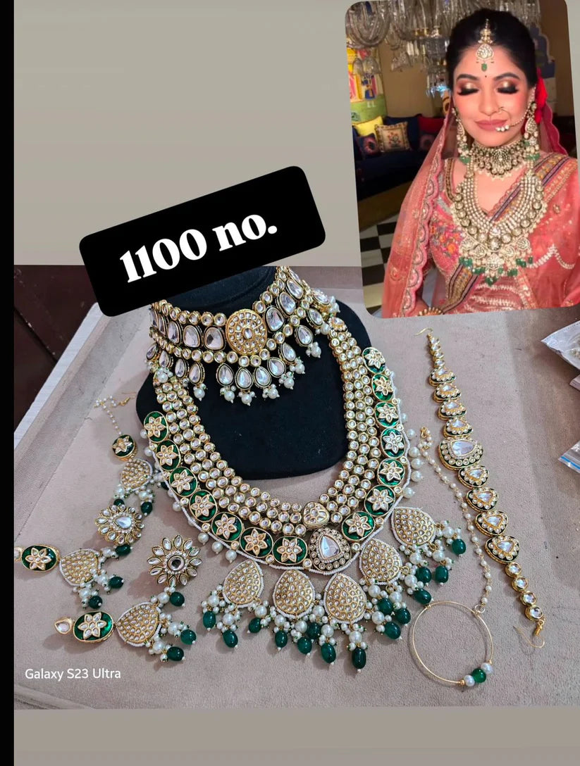Designer Heavy Kundan Wedding Set with Meenakari Work