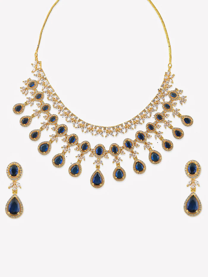 Gold-Plated American Diamond Studded Jewellery Set