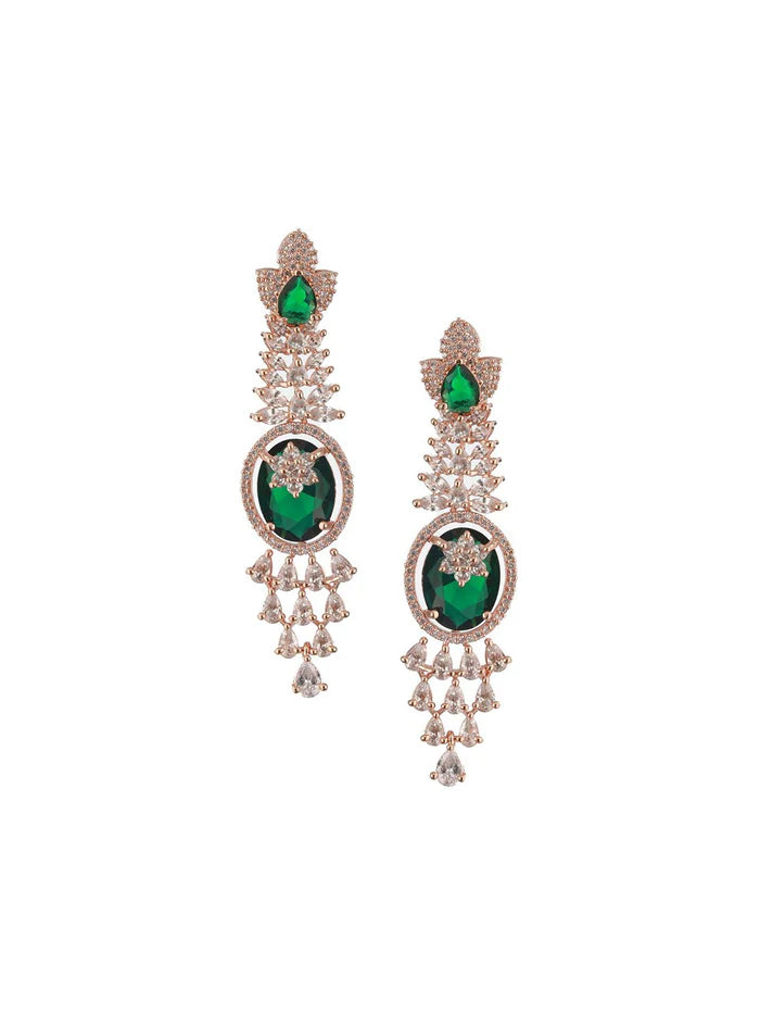 Rose Gold-Plated Cubic Zirconia Studded Jewellery Set