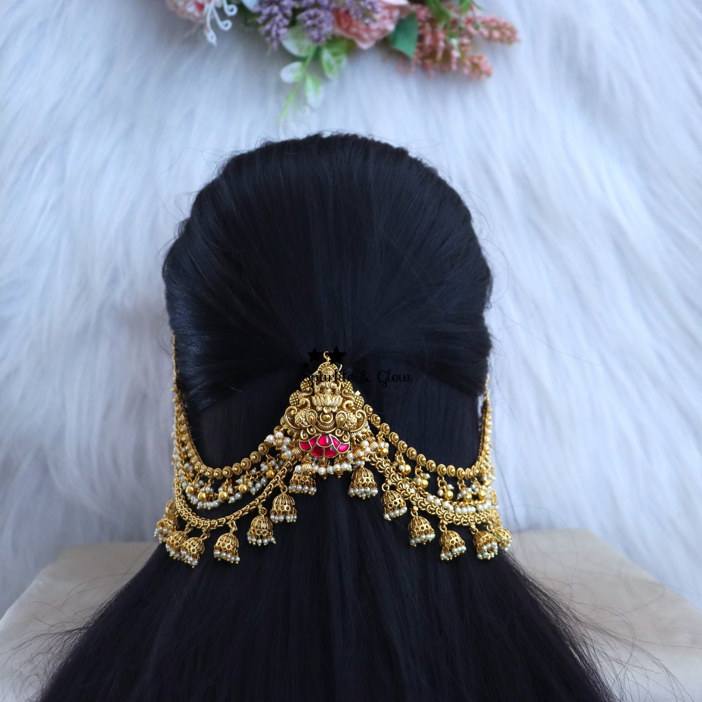 3 pace combo Hair Pins Gold Plated Design Bridal Jadai Billai Wedding Hair Braid