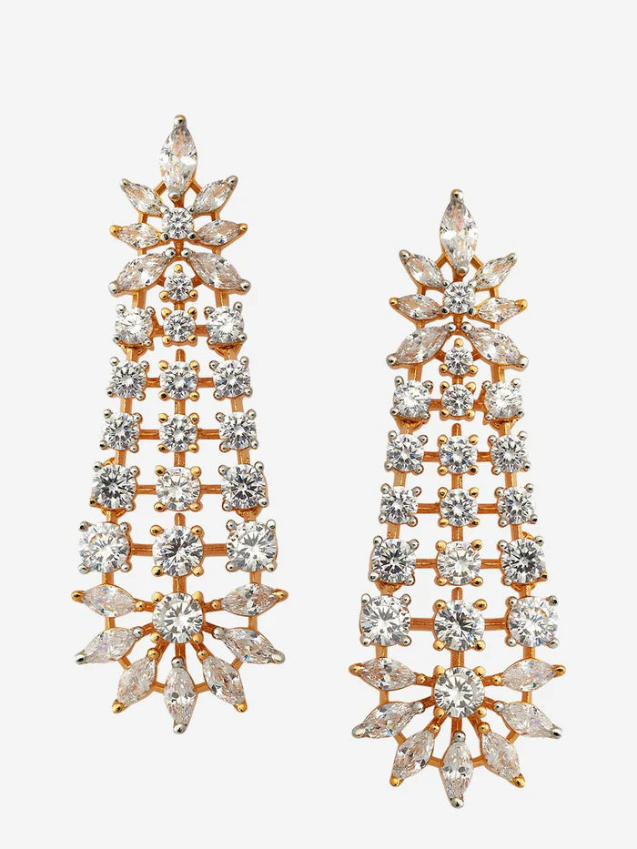 White Rhodium Gold-Plated Party Zircon Jewellery Set