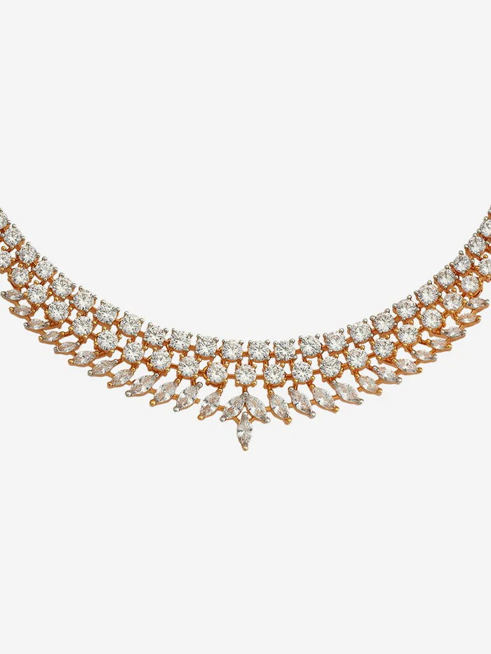 White Rhodium Gold-Plated Party Zircon Jewellery Set