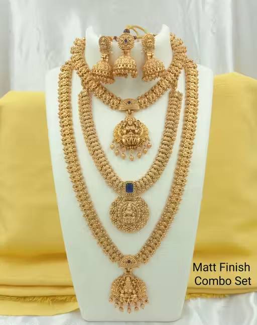 Designer gold plated temple necklace set II Traditional Antique Gold Plated Lakshmi