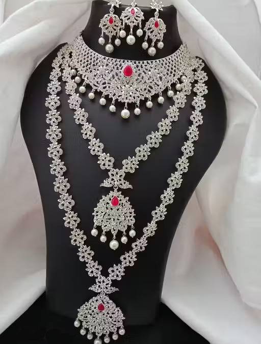 stone necklace haram stone jewellery set bridal combo set wedding set wedding jewellery stone bridal (Copy)